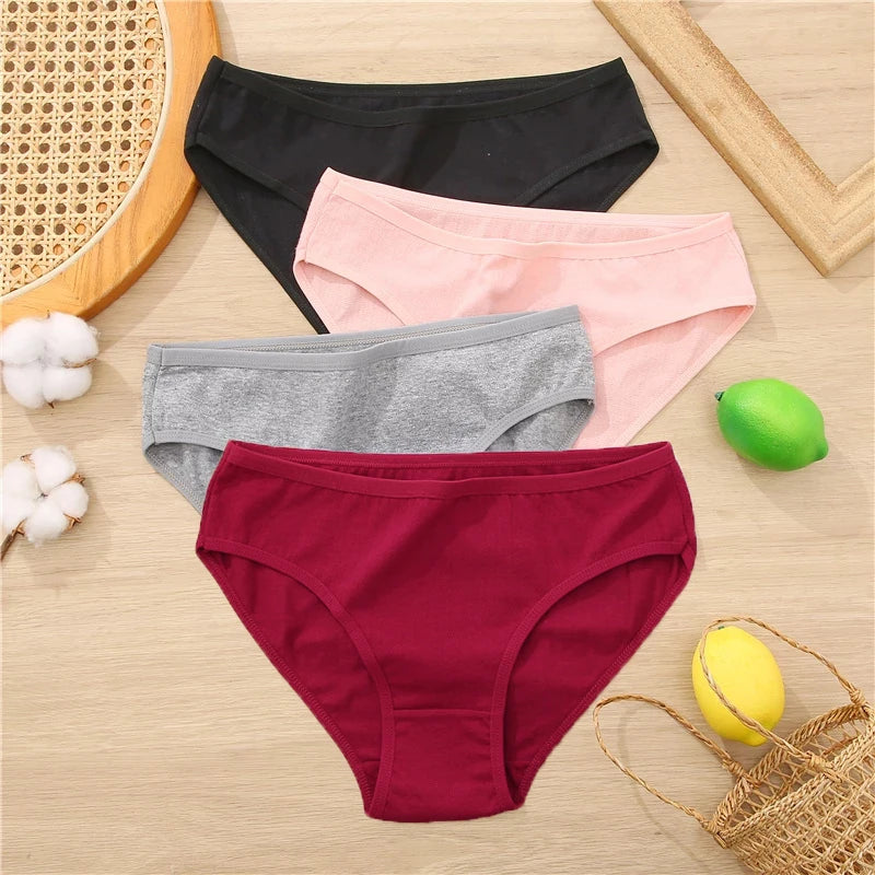 3pcs Cotton Panties Womens Briefs Jacquard Design