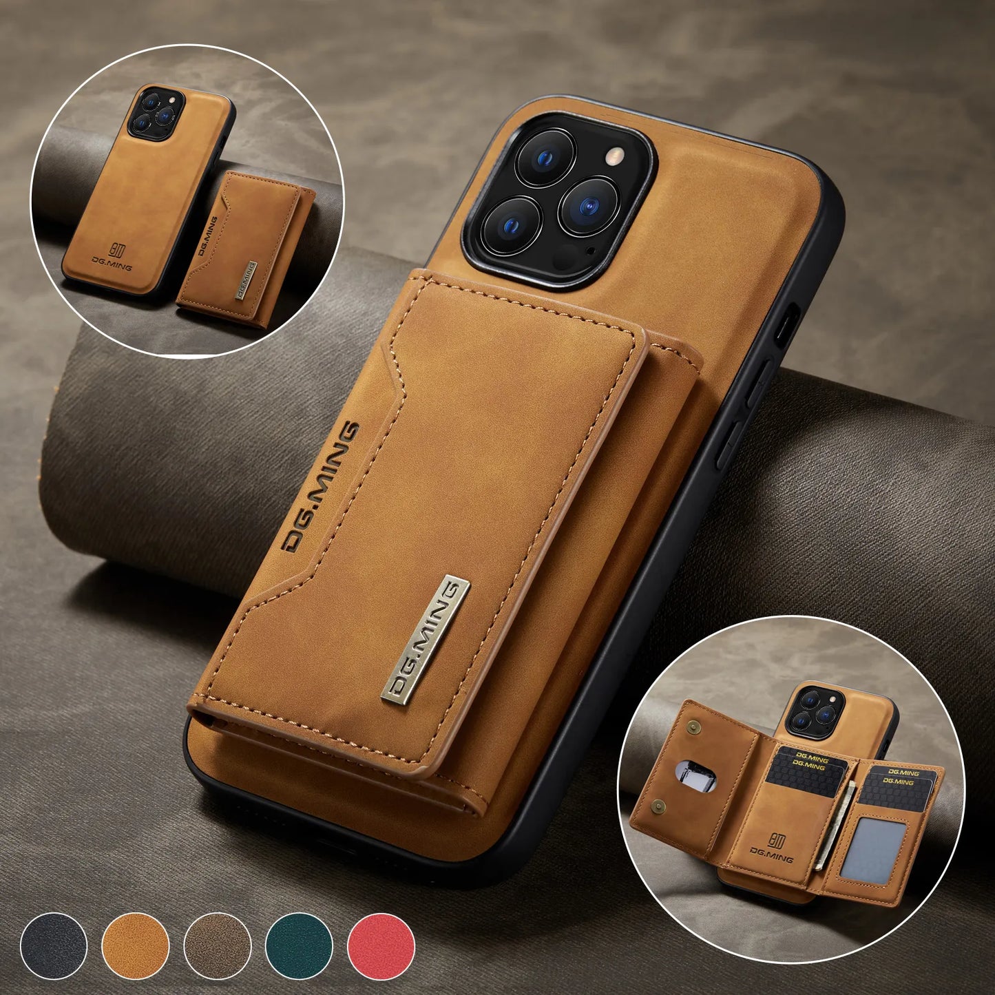 2 In 1 Detachable Magnetic Leather Wallet Phone Case for iPhone 15 14 13