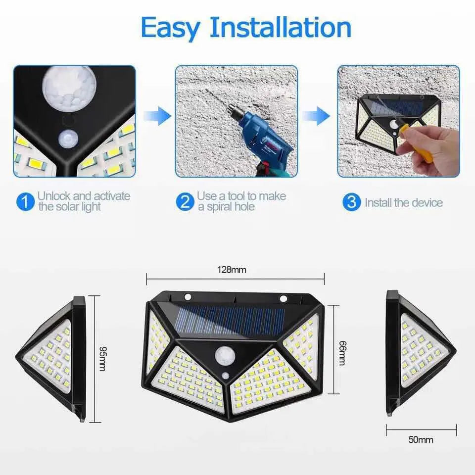 100 LED Wall Lights Outdoor Solar Lamp