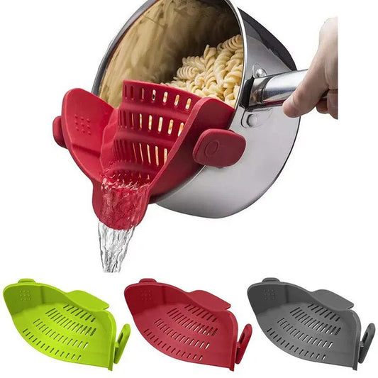 Universal Silicone Clip on Pan Pot Strainer Anti Spill Pasta Pot Strainer