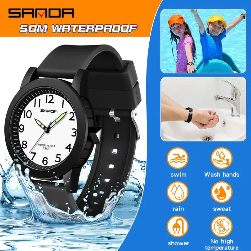 Fashion Silicone Quartz Watch Sports Waterproof Boy Girl Casual Watch