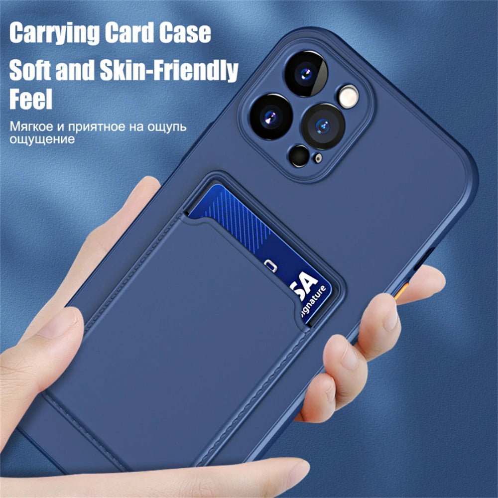 Luxury Soft Silicone Wallet Phone Case For iPhone 15 14 Pro Max Plus