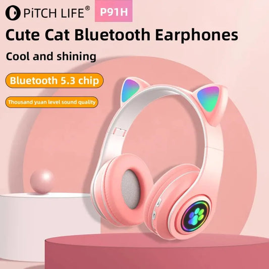 P91H Cute Cat  Wireless Headphone