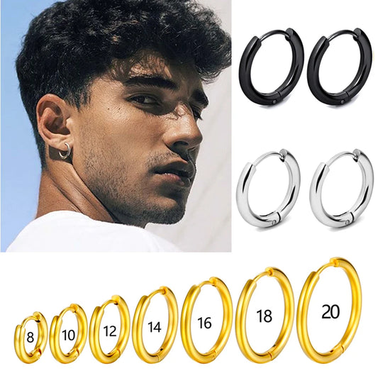 1Pair Stainless Steel Hoop Earrings Womens Mens Small Earring