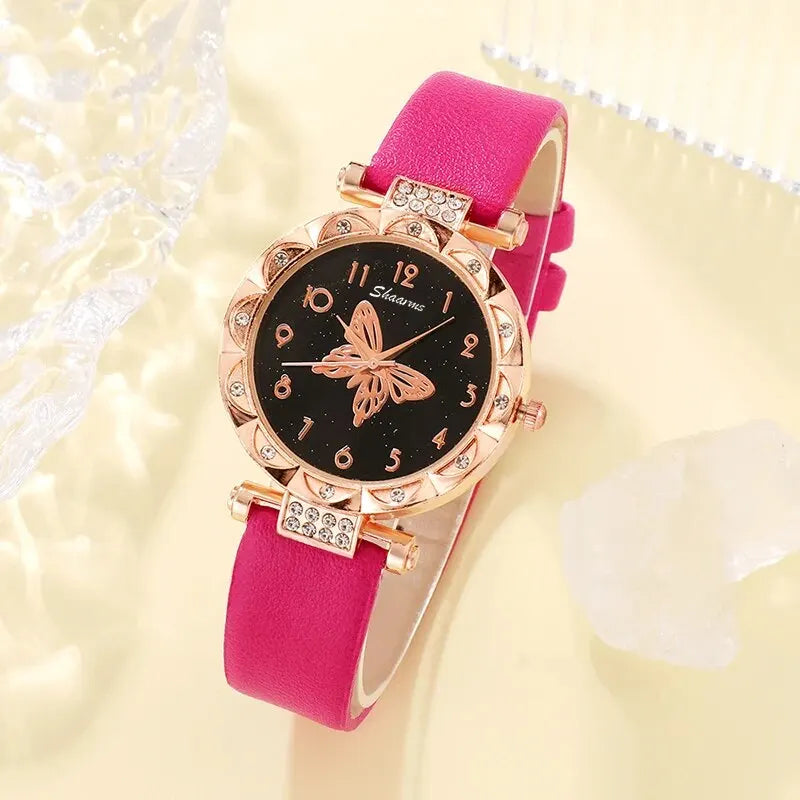 5PCS Set Womens Fashion Quartz Watch Jewelry Set