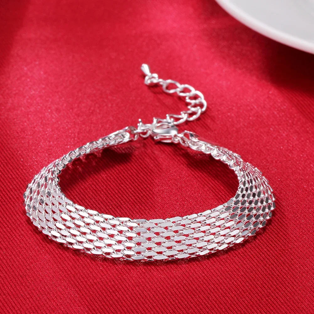 925 Sterling Silver Weaving Chain Bracelets for Women