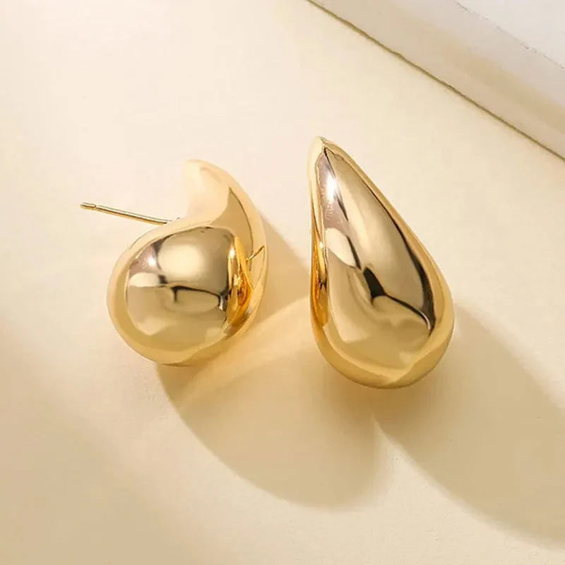 925 Sterling Silver 18K Gold Plated Chunky Dome Water Drop Earring