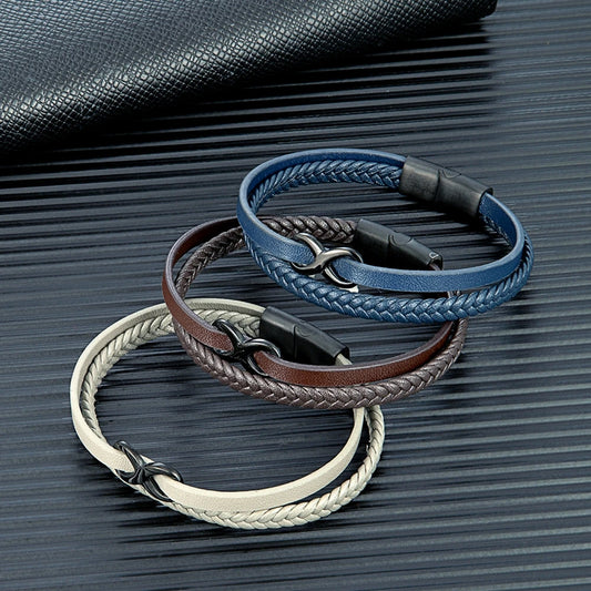 Men Multilayer Braided Leather Bracelets Friendship Infinity Love Knot