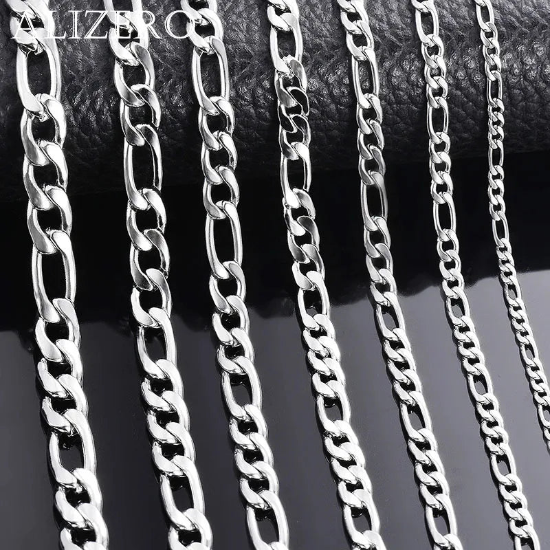 925 Sterling Silver Necklace Long Chain Lobster Clasp for Men Women