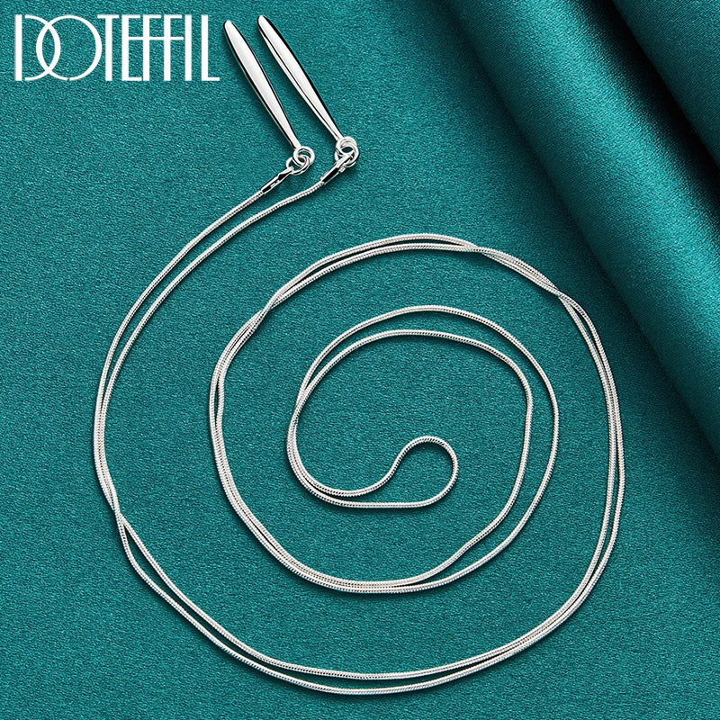 925 Sterling Silver Double Leaf Snake Chain Necklace For Women