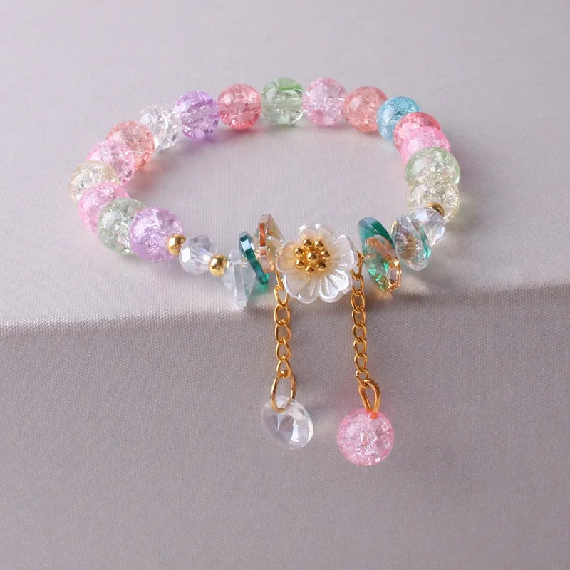 Sweet Daisy Flower Womens Colorful Crystal Beaded Bracelet