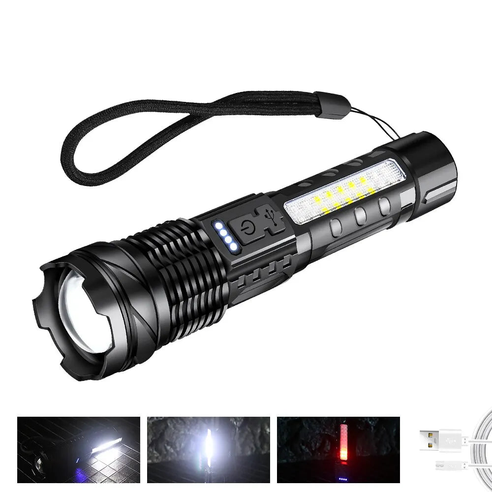 30W P50 COB Strong Light Flashlight Rechargeable