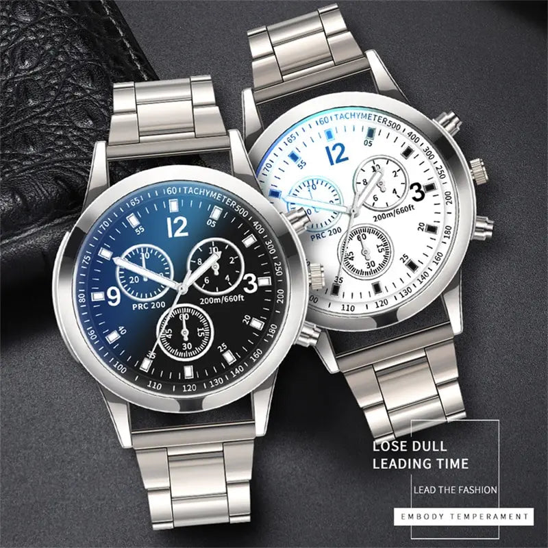 Mens Stainless Steel Watch Quartz Wristwatch