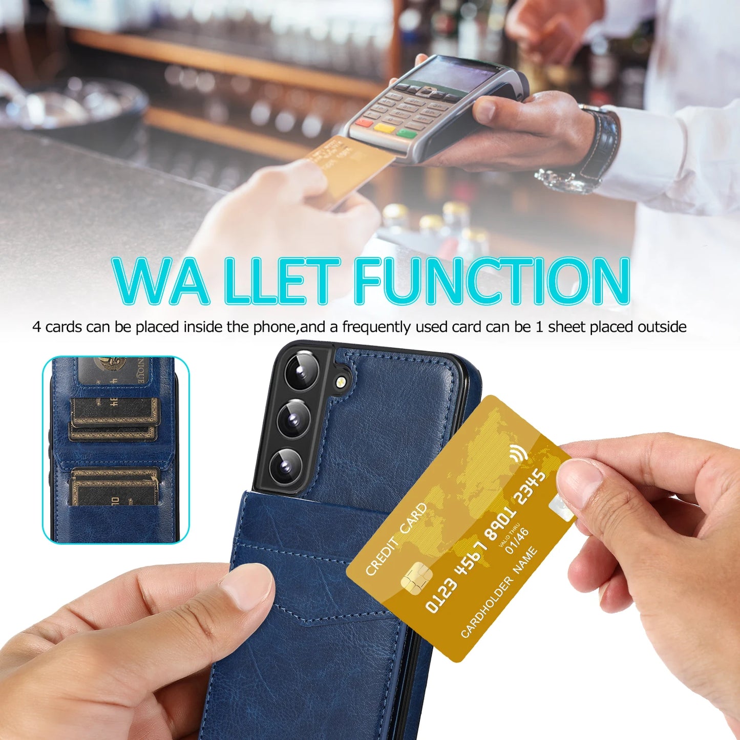 Stand Holder Wallet Leather Phone Case For Galaxy S24 S23 S22 S21