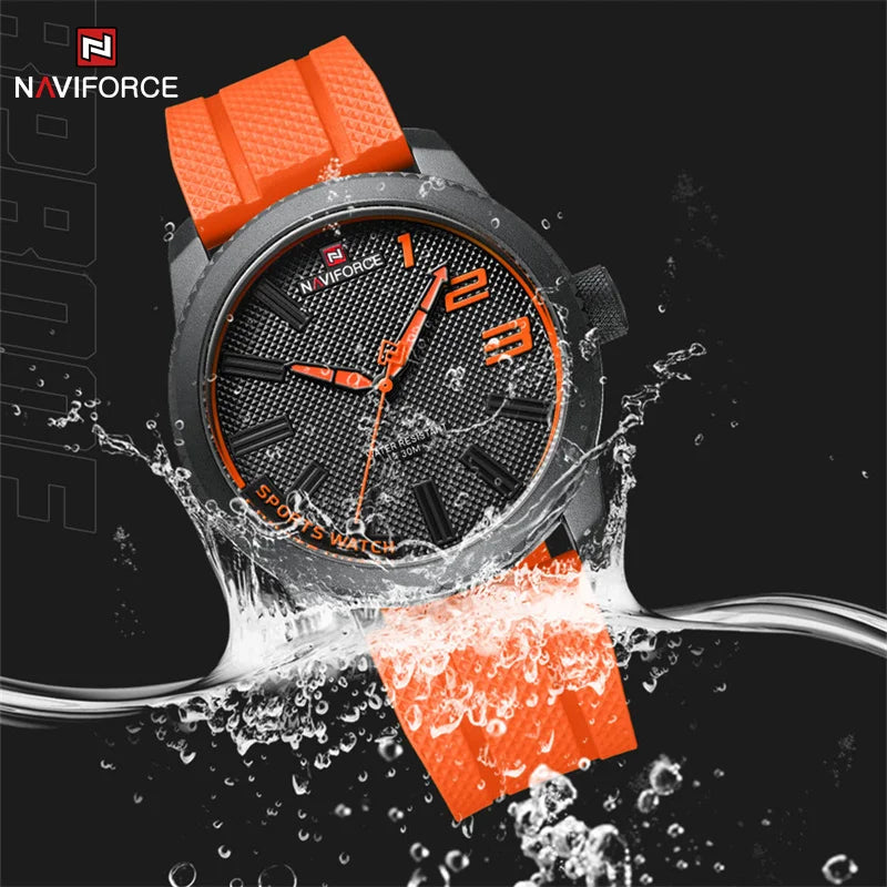 Mens Quartz Watch Silicone Strap Military Waterproof Wristwatch