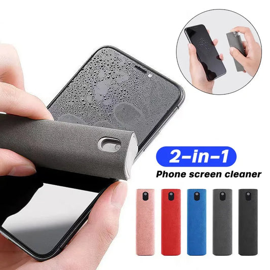 2 in 1 Screen Cleaner Spray Microfiber Cloth for Phone PC Tablet