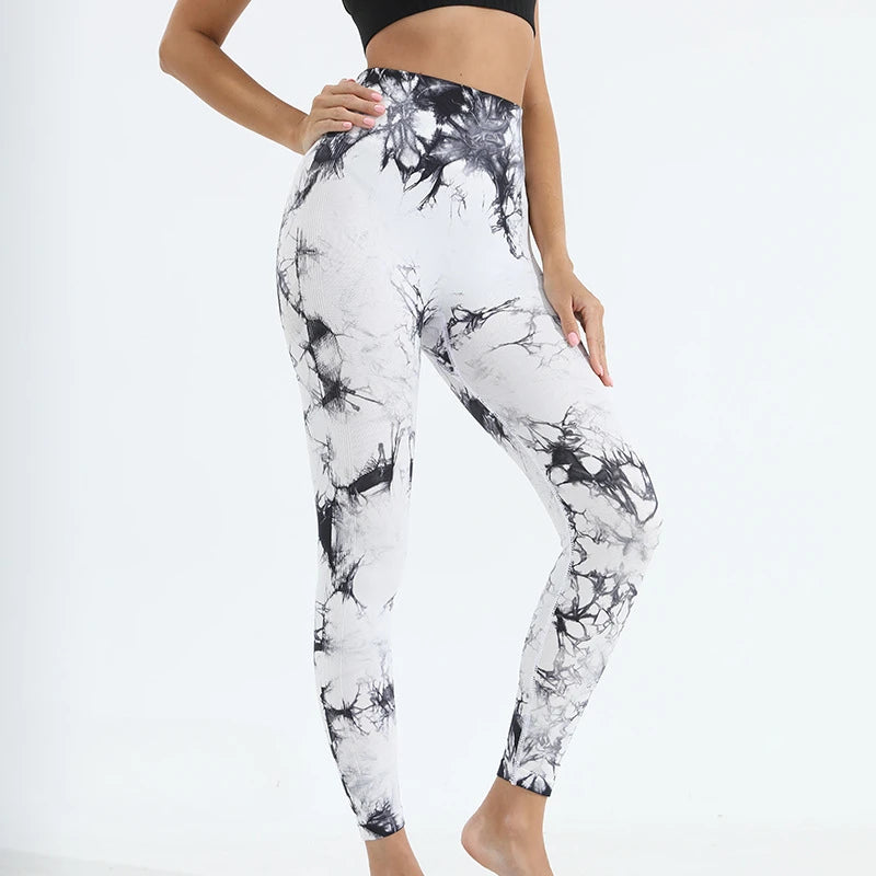 Womens Tiedye Gym Leggings Seamless Mujer Push Up Booty Pants