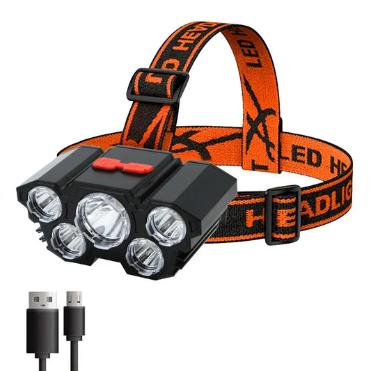 5 LED Flashlight Rechargeable Head Light Headlamp