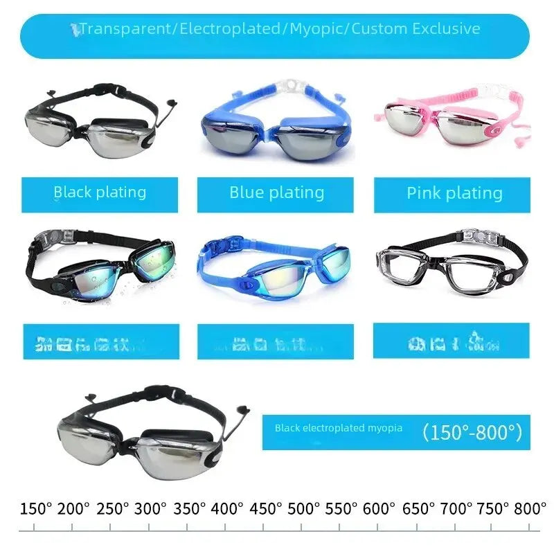 High Definition Unisex Electroplated Silicone Waterproof Swimming Goggles