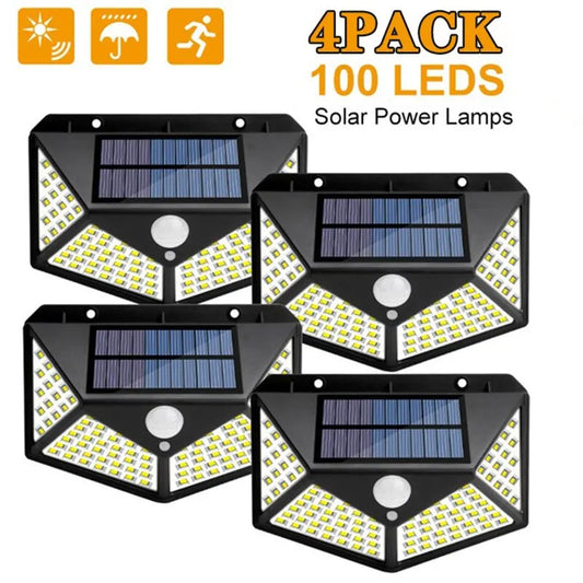 100 LED Wall Lights Outdoor Solar Lamp