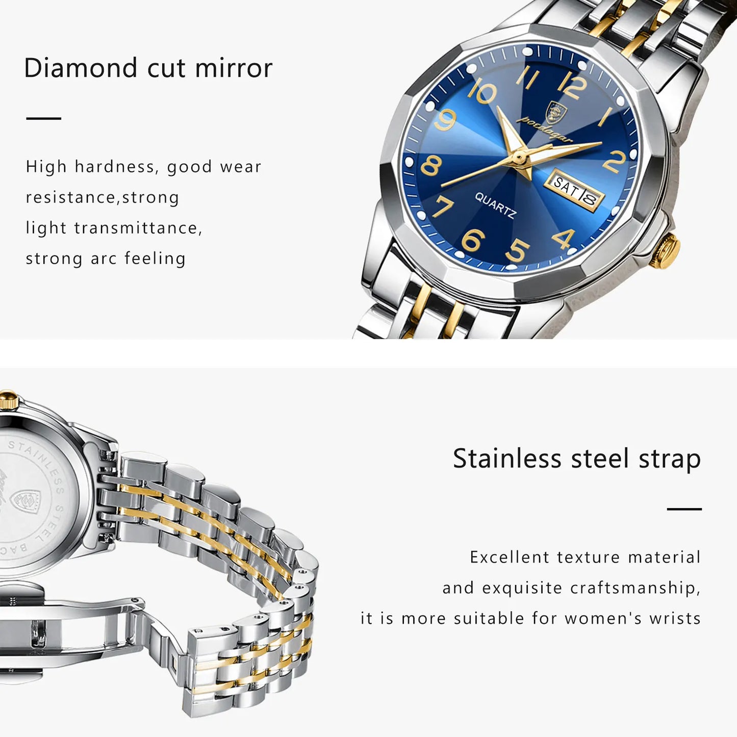 Luxury Ladies Wristwatch Waterproof Luminous Date Womens Quartz Watch