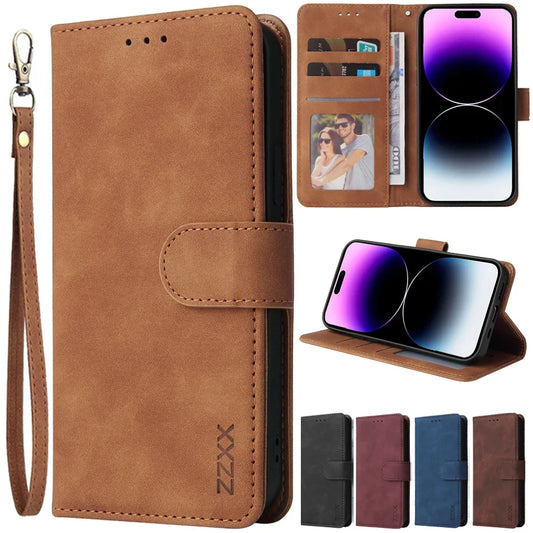 Leather Wallet Phone Case For iPhone 15 14 13 12 11 Pro Max Plus