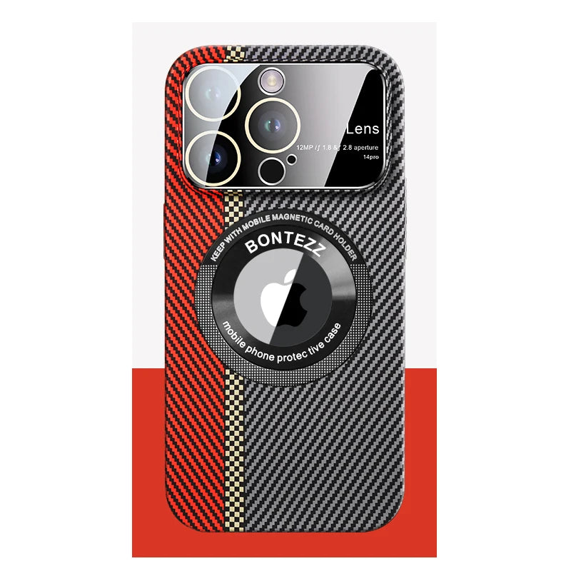 Carbon Fiber Large Lens Phone Case For iPhone 12 13 14 Pro Max