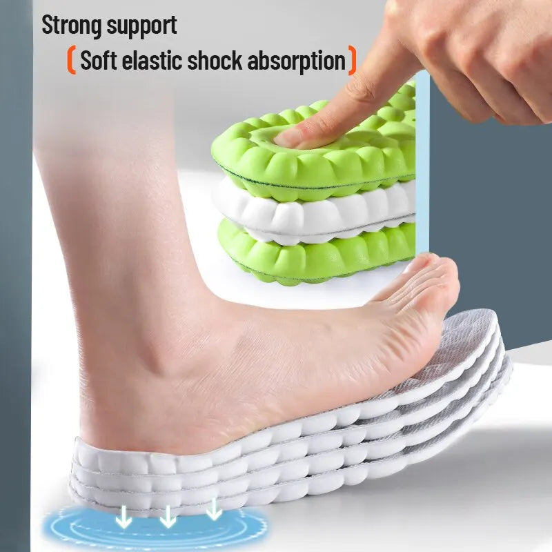 Sport Shoes Insoles 4D Shock Absorption Deodorant Breathable Cushion