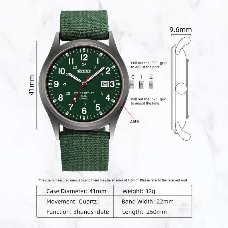 Fashion Mens Watch Luminous Hands Military Sports