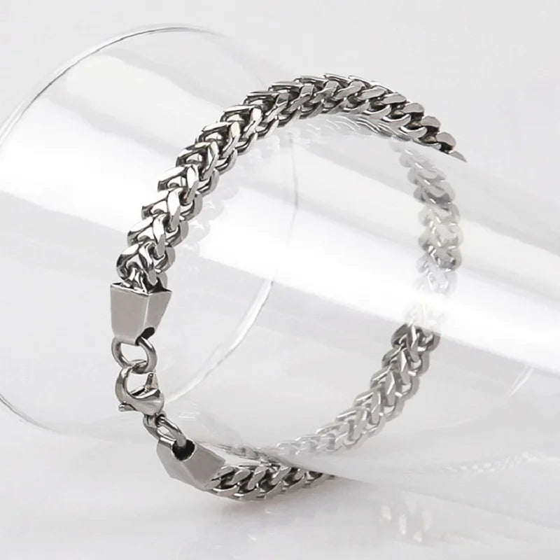 316L Stainless Steel Cuban Chain Bracelet for Mens Womens