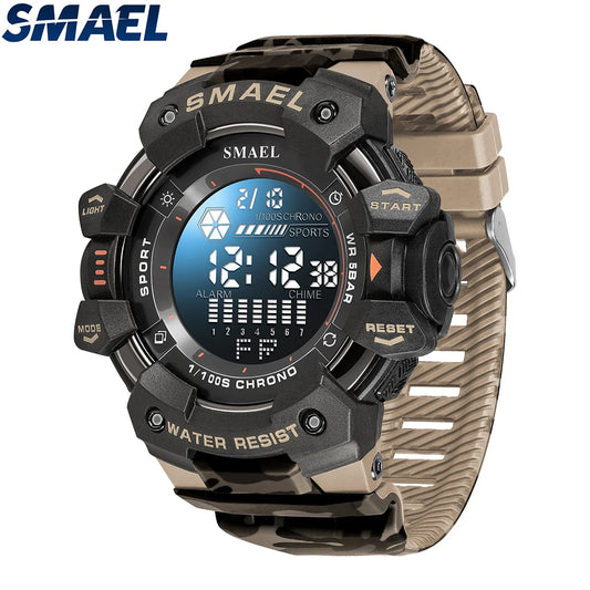 Mens Military Digital Watch LED Sports Alarm 50m Waterproof Wristwatch