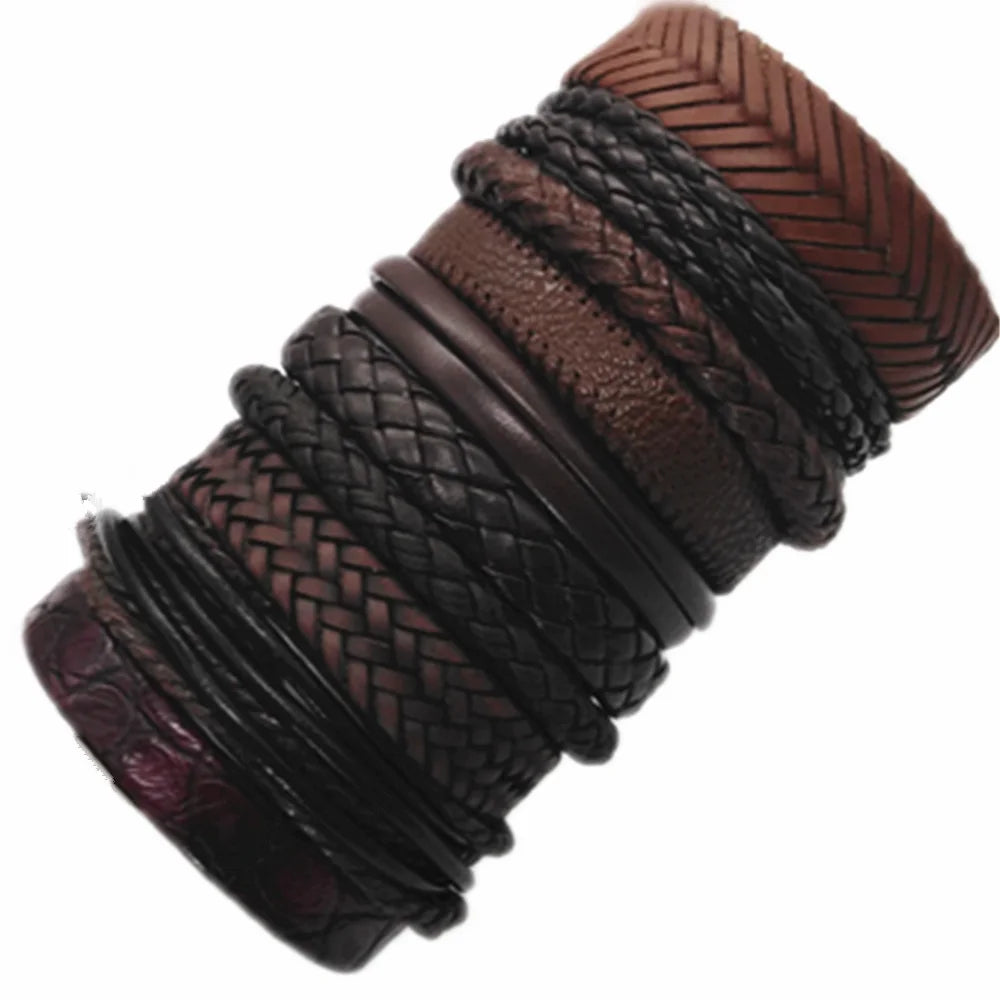 10pcs Wrap Woven Handmade Mens Bracelets Leather Bracelet