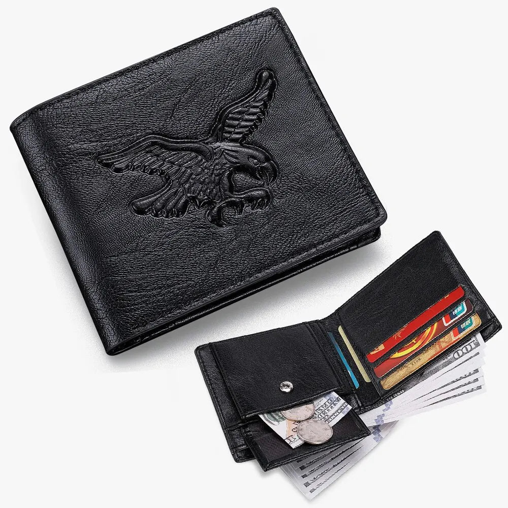 Mens Wallet 3D Eagle Relief Pattern