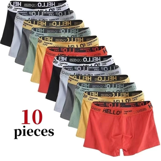 10pcs Mens Underwear High Stretch Boxer Breathable Comfortable Shorts