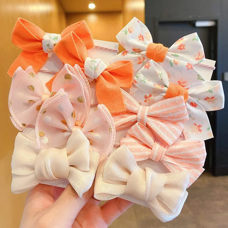 10pcs Big Bow Flower Elastic Hairbands Kids Girls Sweet Hair Ties