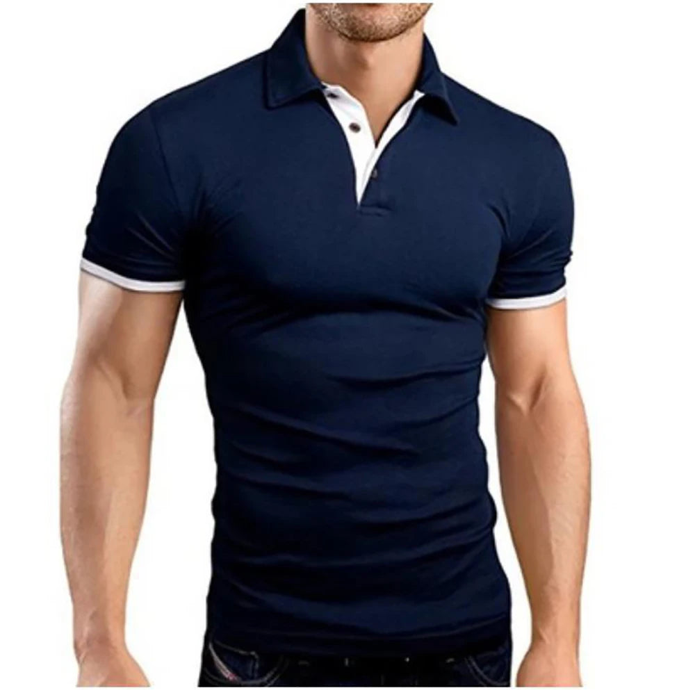 Summer Mens Collar Hollow Short Sleeved Polo Shirt Breathable