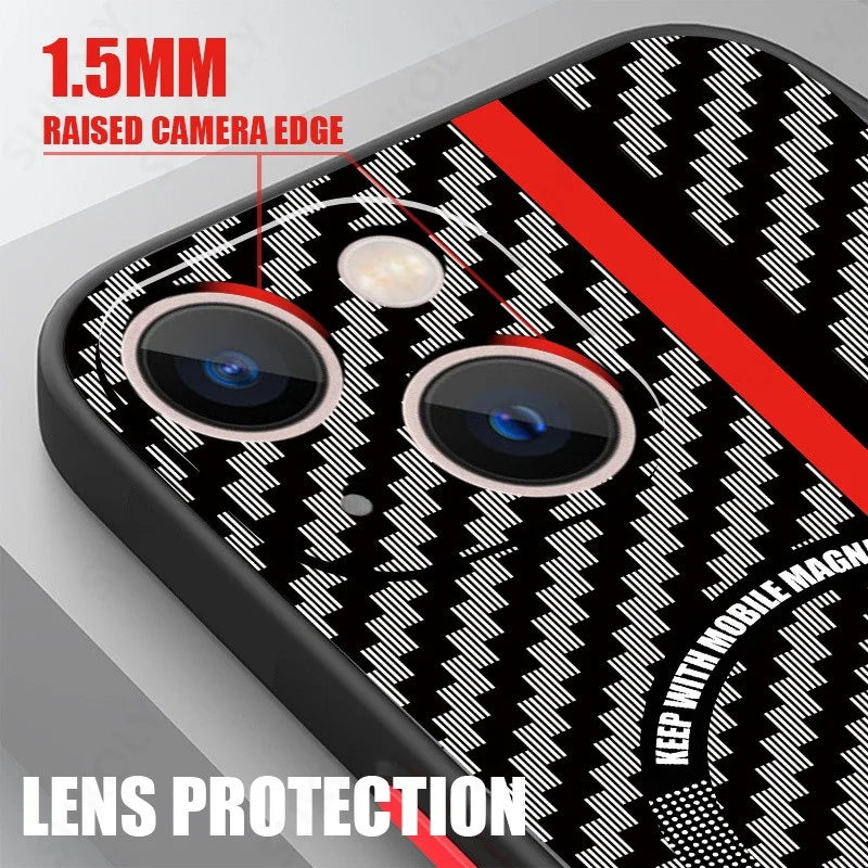 Carbon Fiber For Magsafe Wireless Charging Case For iPhone 15 14 13 12 11