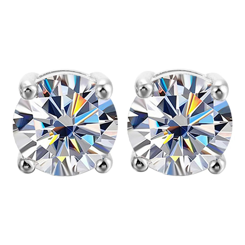 2 Carat 8.0mm Moissanite Stud 925 Sterling Silver Sparkling Women Earrings