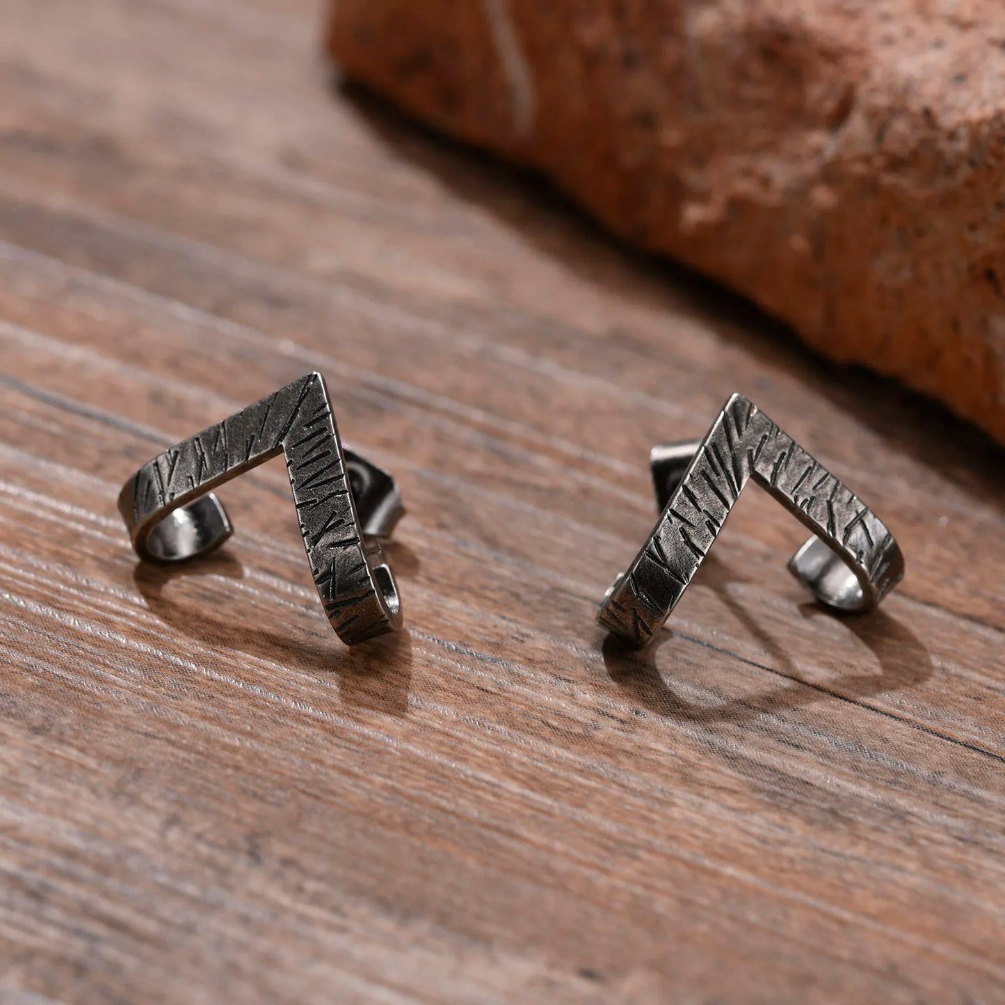 Geometric Stud Earring for Men Stainless Steel Triangle Wrap Earrings