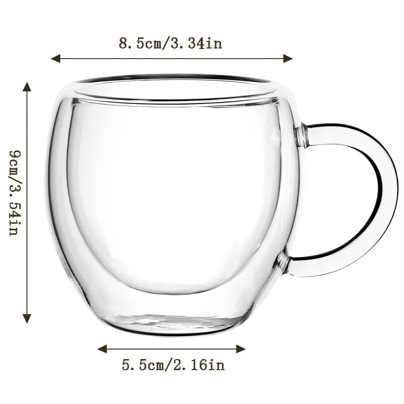 250ml Double Layer Transparent Glass Coffee Cup