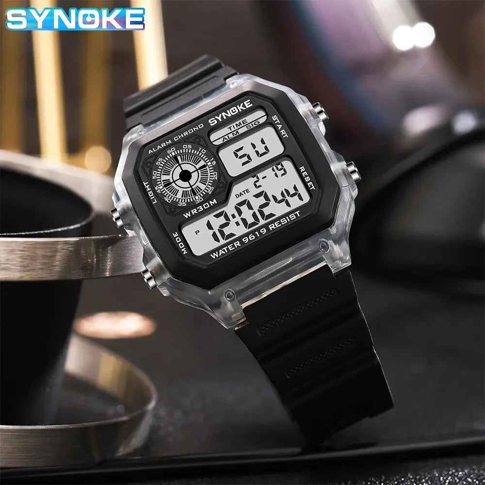 Mens Digital Watch Sports Luminous Multifunction Waterproof  Wristwatch