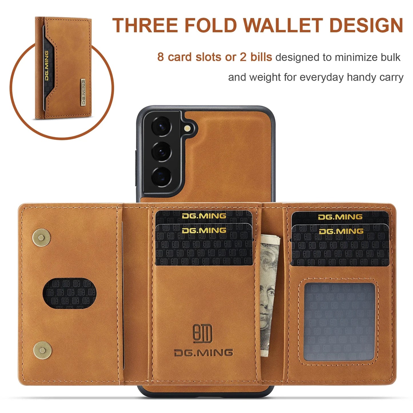 Magnetic Detachable Leather Wallet Phone Case for Samsung S24 S23 S22 S21