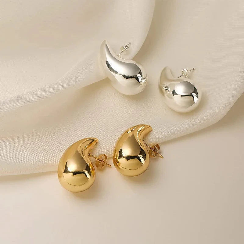 925 Sterling Silver 18K Gold Plated Chunky Dome Water Drop Earring