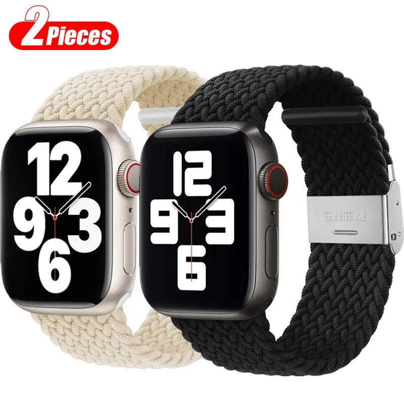 2pcs Braided Solo Loop For Apple Watch Nylon Bracelet