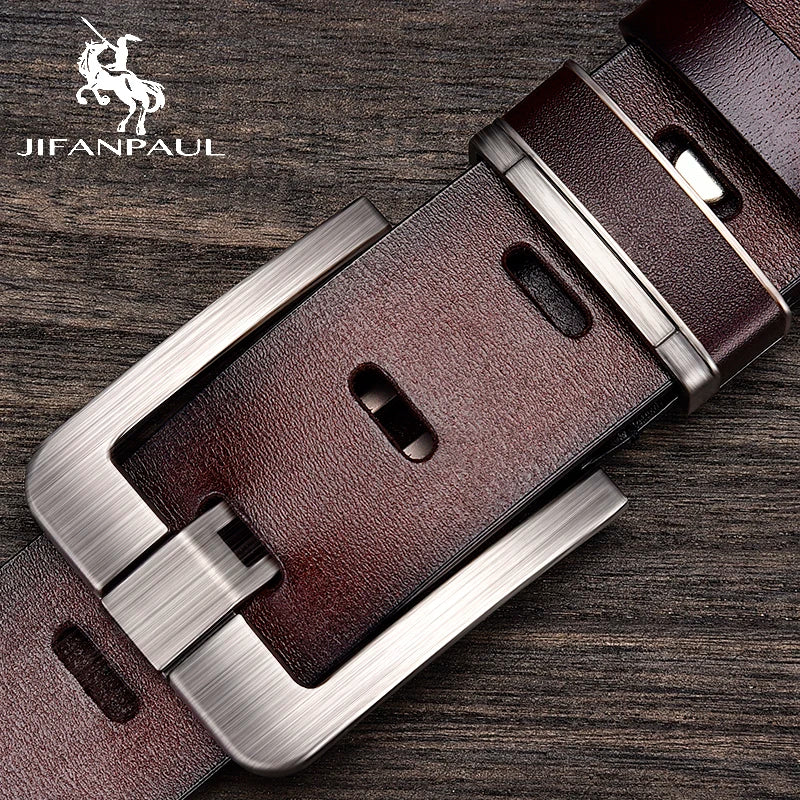 Leather Cowhide Mens Belt Fashion Metal Alloy Pin Buckle