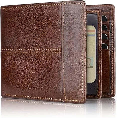 RFID Leather Mens Wallet Card Holder