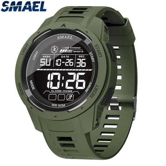 Mens 50m Waterproof Sport Watch Digital Light Stopwatch Military Wristwatch