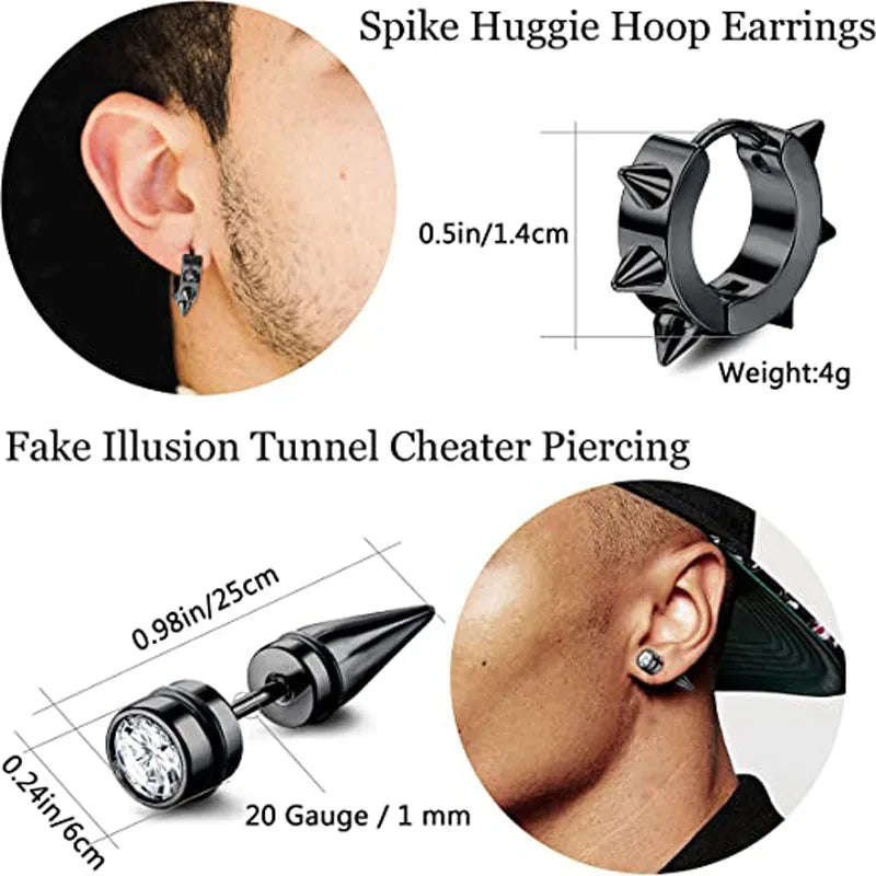 Stainless Steel Unisex Earrings Piercing Huggie Hoop Earring