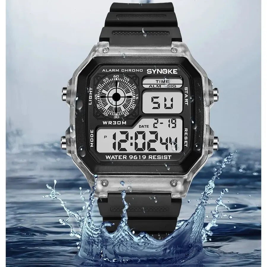 Mens Digital Watch Sports Luminous Multifunction Waterproof  Wristwatch