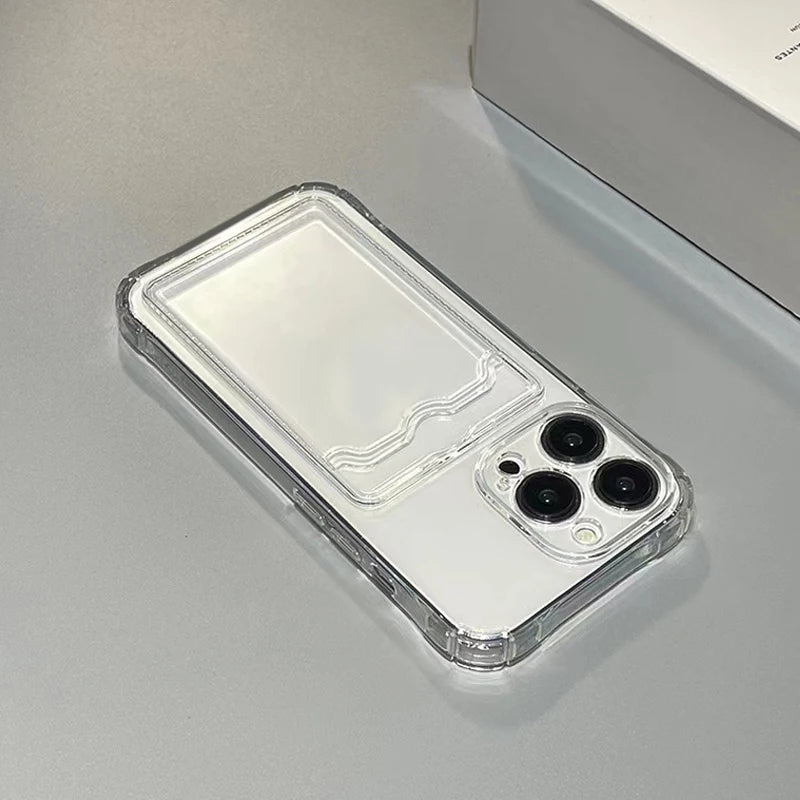 Shockproof Silicone Clear Cars Holder Phone Case for iPhone 15 14 13 12 11